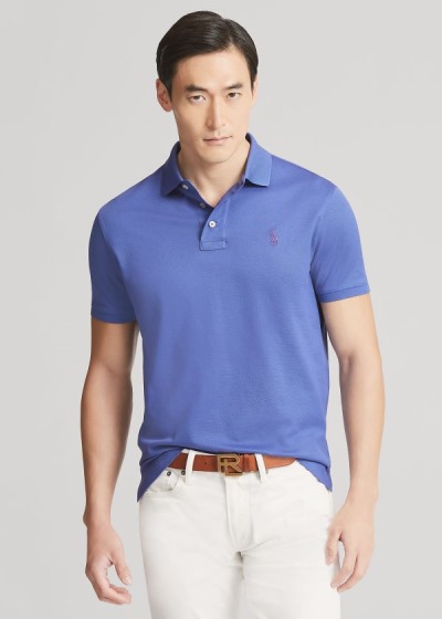 Polos Ralph Lauren Hombre Azules - Custom Slim Fit Piqué - ADXWY2391